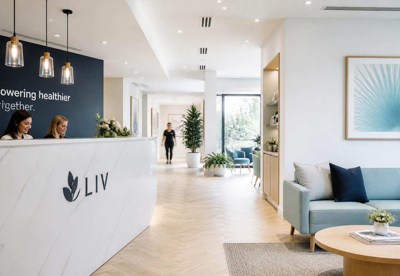MediFlow clinic reception with natural light